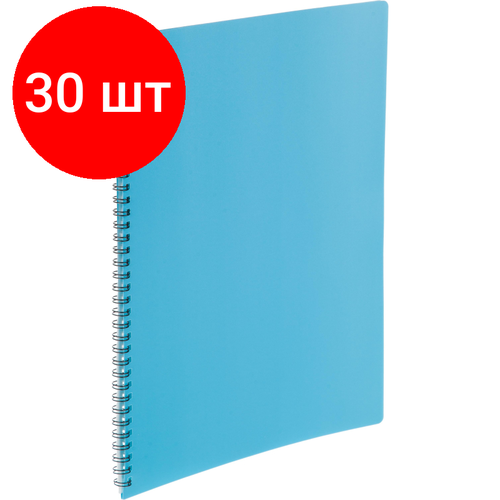 Комплект 30 штук, Папка файловая на спирали, 40файлов Attache Selection Black&Blue, А4.400мкм