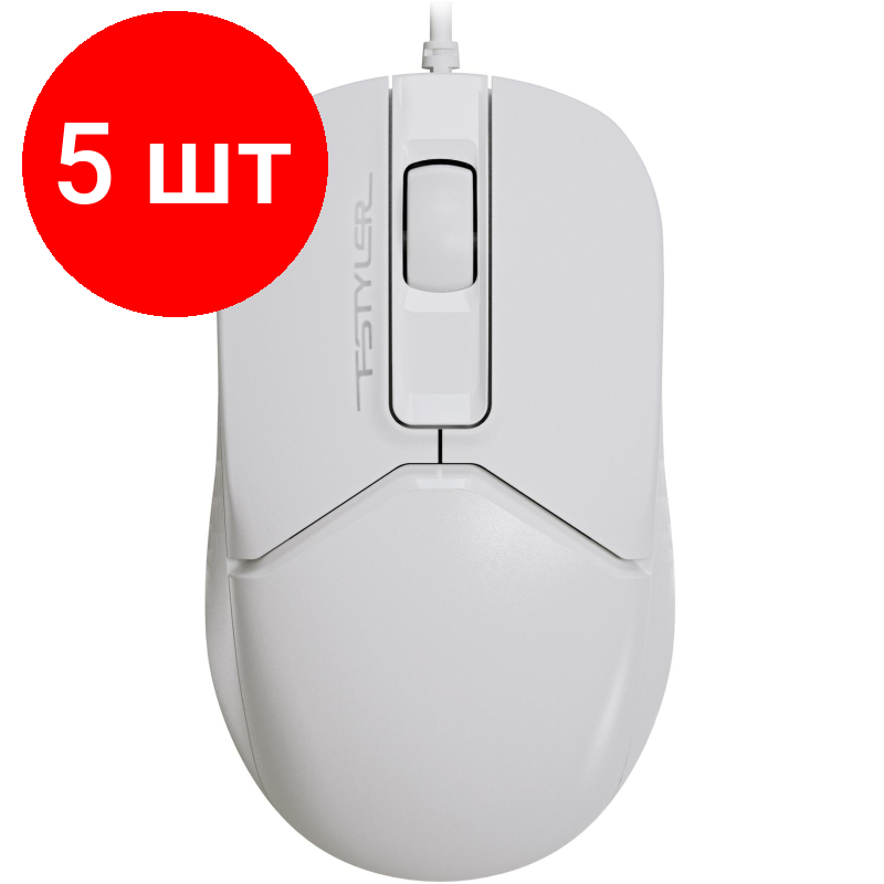 Комплект 5 штук, Мышь компьютерная A4Tech Fstyler (FM12 WHITE) оптическая 1200dpi/3but