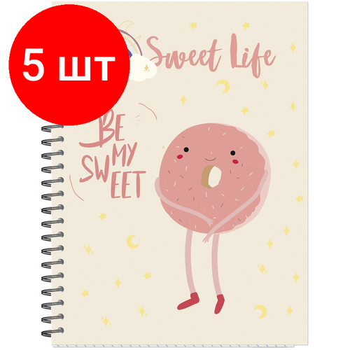 Комплект 5 штук, Бизнес-тетрадь А5.96л, кл, греб, мат. лам. Attache Selection Sweet Life Пончик блокнот attache selection блокнот а6 40л кл греб верхн мат лам attache selection sweet life сладости