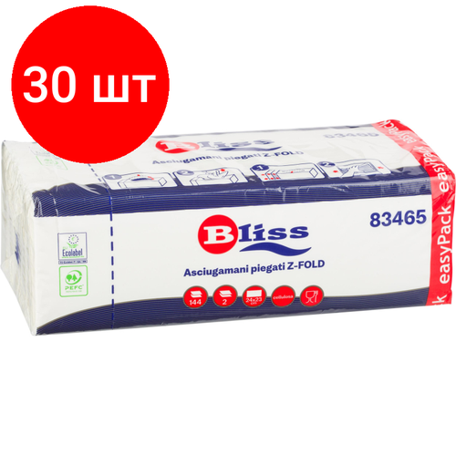 комплект 30 упаковок полотенца бумажные д дисп bliss z слож с клапаном 144л уп Комплект 30 упаковок, Полотенца бумажные д/дисп. Bliss Z-слож с клапаном 144л/уп