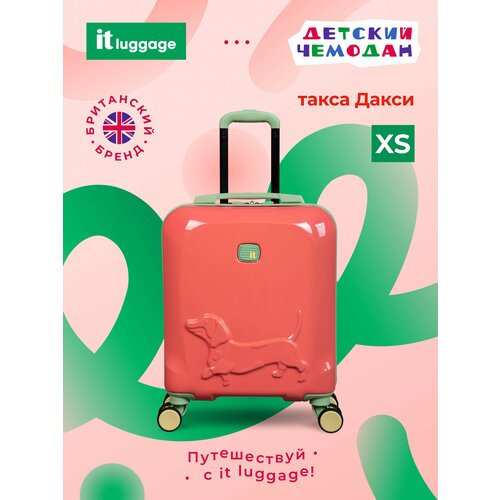 фото Чемодан-каталка it luggage, ручная кладь, 34х45х20 см, 2 кг, коралловый, зеленый