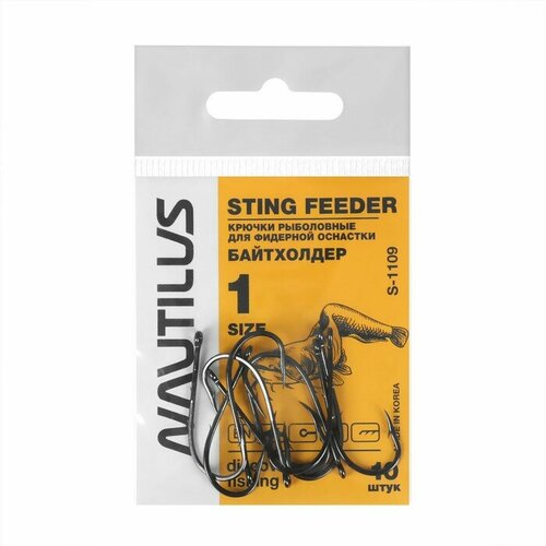 фото Крючок nautilus sting feeder байтхолдер s-1109, цвет bn, № 1, 10 шт.
