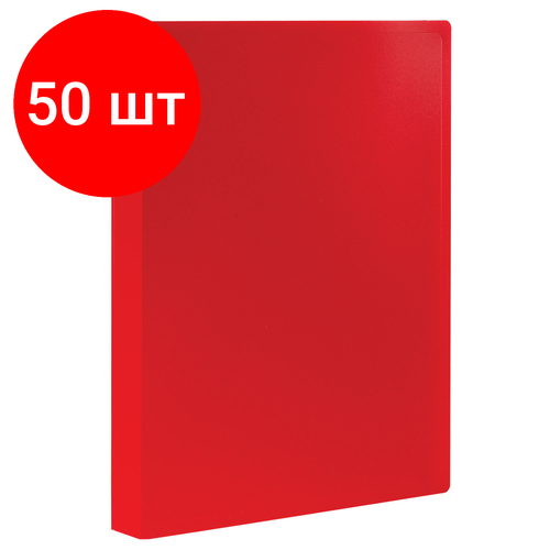 Комплект 50 шт, Папка 60 вкладышей STAFF, красная, 0.5 мм, 225706