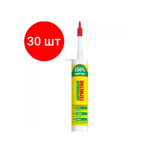 Комплект 30 штук, Герметик акриловый 260мл, белый, Ремонт на 100% (H2060)