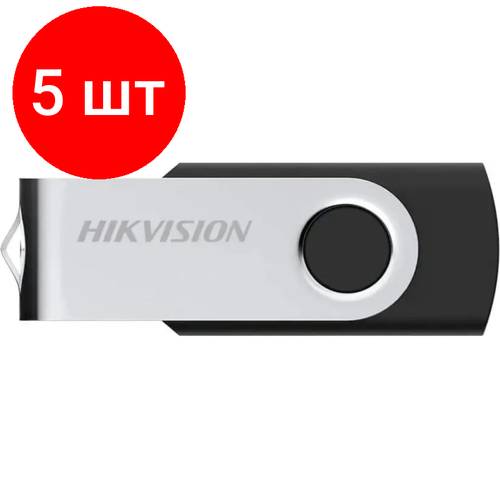 Комплект 5 штук, Флеш-память HIKVision M200S 16Gb/USB 2.0/Черный/Серебр (HS-USB-M200S/16G) флешка hikvision m200s hs usb m200s 64g u3 64гб usb3 0 серебристый черный