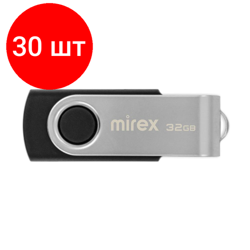 флешка mirex 32gb 13600 fmuswt32 Комплект 30 штук, Флеш-память Mirex USB SWIVEL BLACK 32Gb (13600-FMURUS32 )