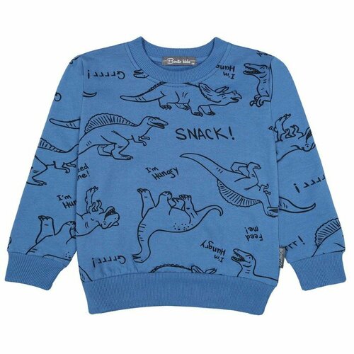 фото Толстовка bonito, размер свитшот для мальчиков, цвет джинсовый/дино, рост 98 см, синий