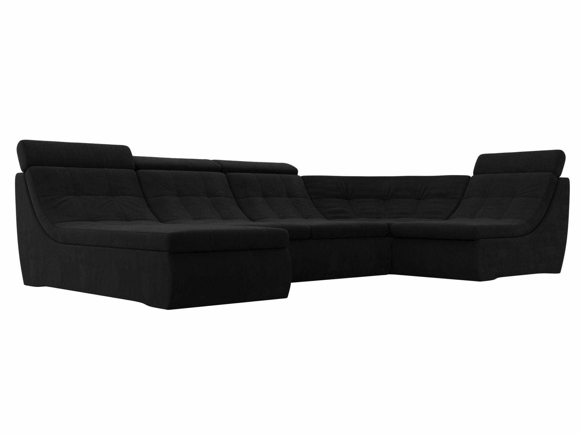 П-образный модульный диван Холидей Люкс, Микровельвет черный