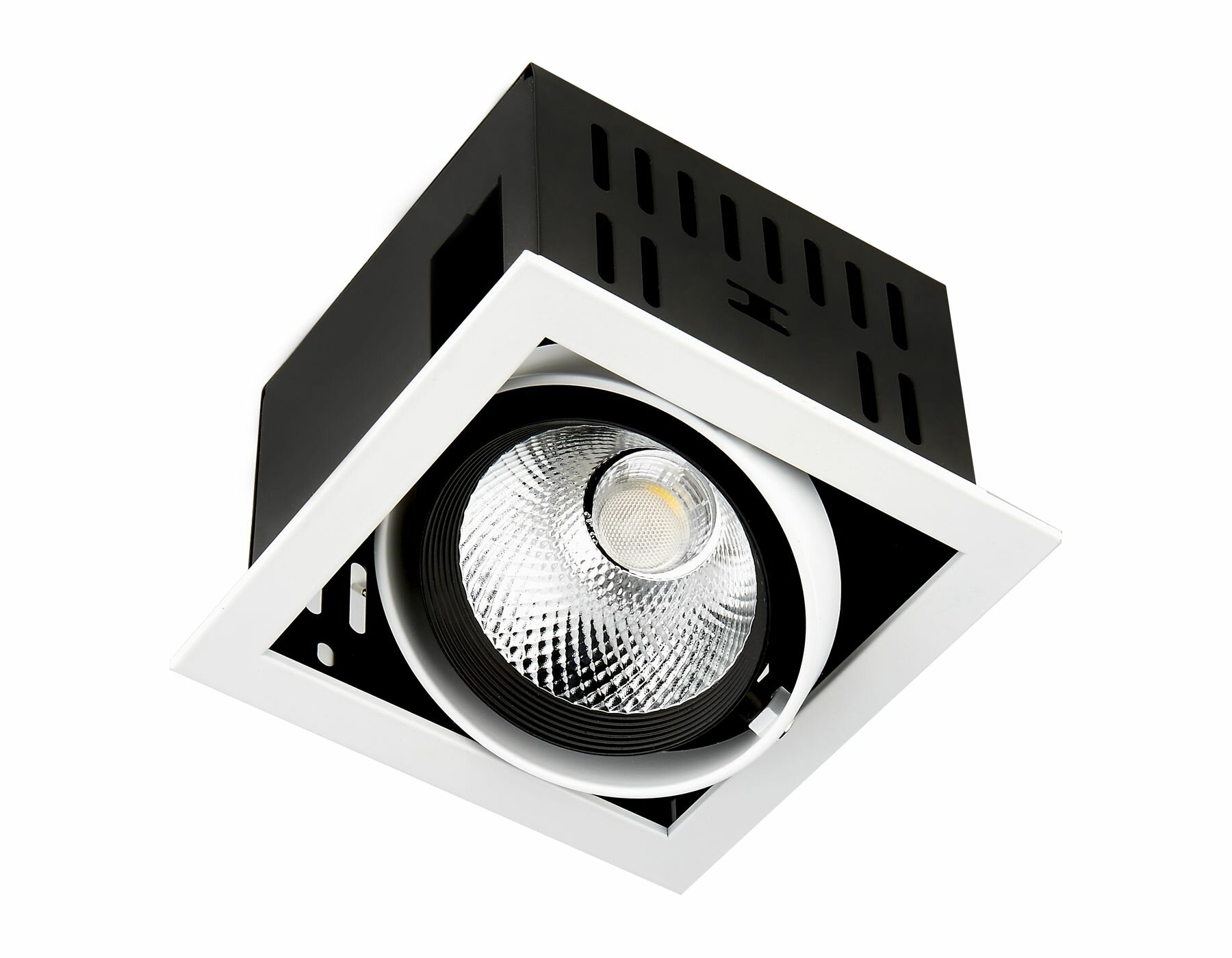 Карданный встраиваемый светодиодный светильник 12W 4200K, белый/черный - фотография № 1