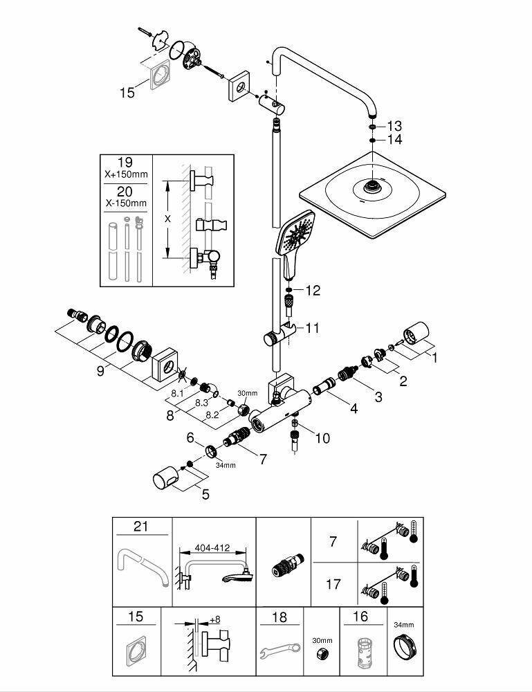 Душевая стойка Grohe Rainshower SmartActive 310 26652000 с термостатом, хром - фото №13