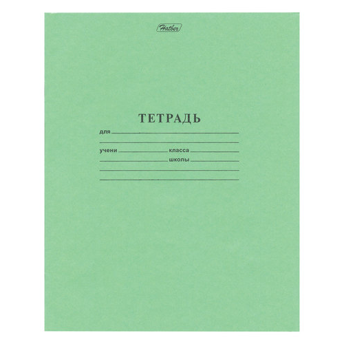 Тетрадь зелёная обложка 12 листов HATBER, офсет, линия с полями, 12Т5D, T52433