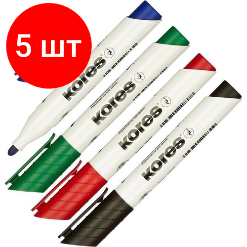 Комплект 5 наб, Набор маркеров для белых досок KORES 3мм '20843