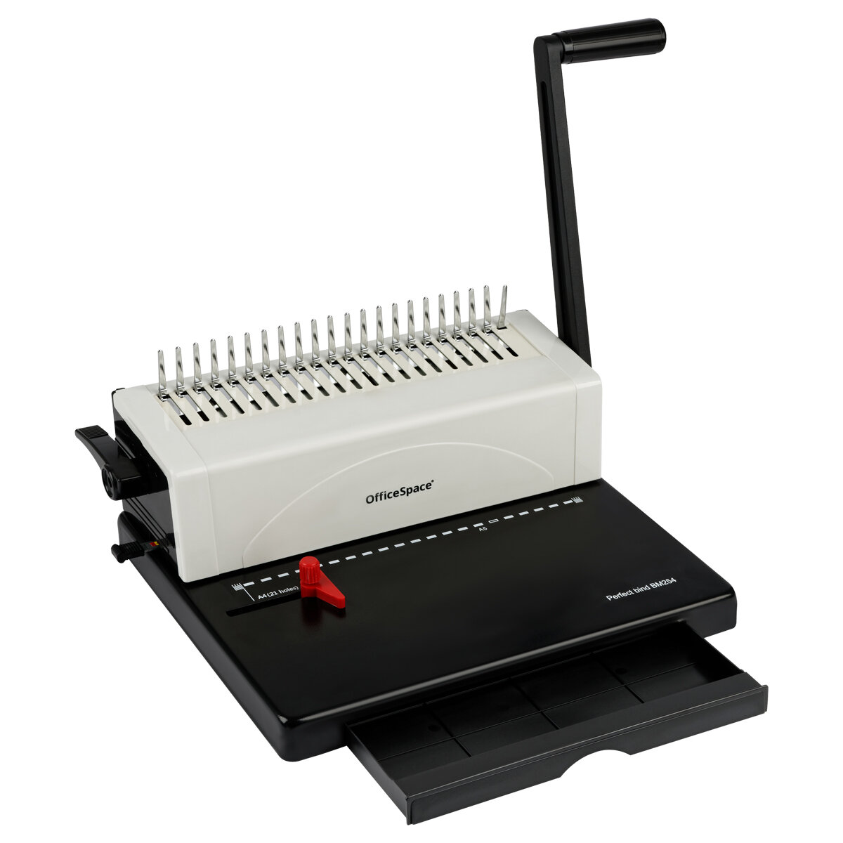 Брошюровщик OfficeSpace BM254 "Perfect bind" для пластиковых пружин, пробивает 25л, сшивает 500л. — фото 2