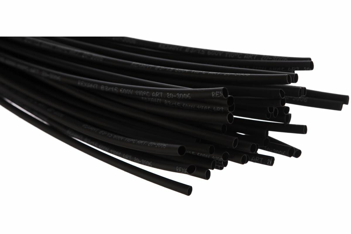 Клеевая термоусадка REXANT 3.0 / 1.0мм 3:1 1м черная 10 шт — фото 1