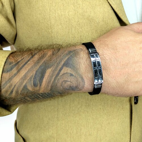 фото Браслет, металл, 1 шт., черный, серебряный нет бренда