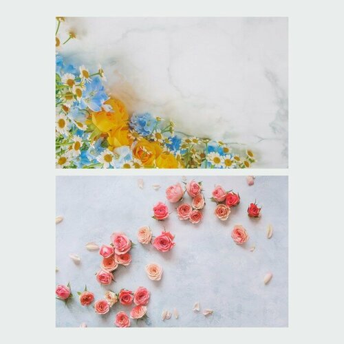Фотофон двусторонний бумага 300 гр Розы и ромашки 57х87 см 481₽