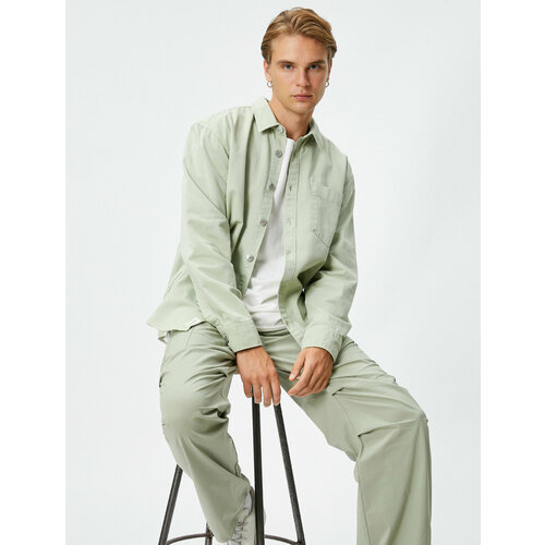 фото Рубашка koton, размер 52, зеленый