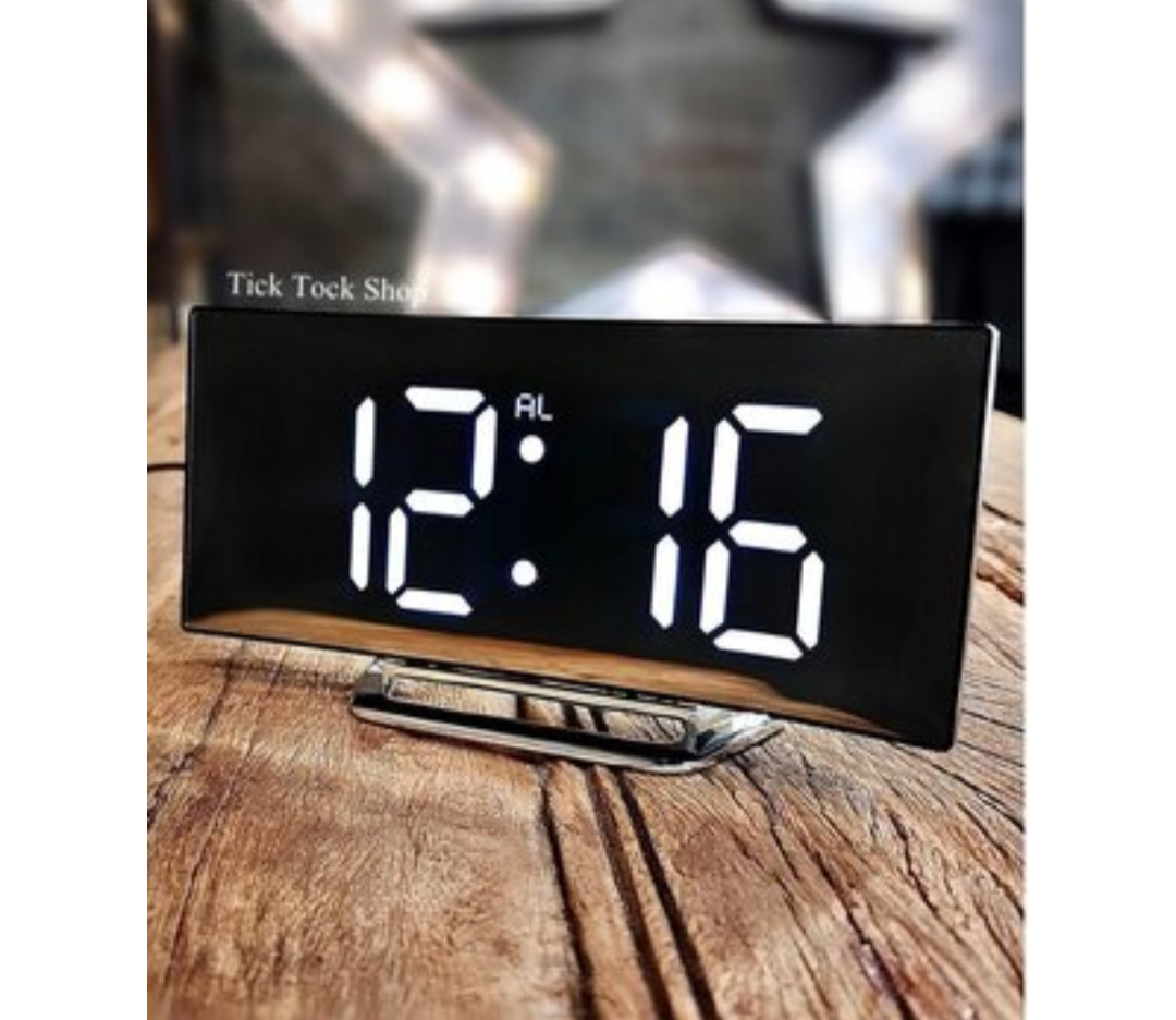 Часы электронные настольные с будильником DT-6507 зеркальное табло / Цифровые часы настольные