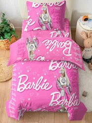 Детское постельное белье 1.5 спальное BARBIE/ Барби, 1 наволочка 70x70, нежно-розовый