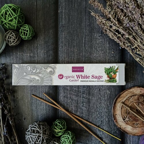 Благовония Nandita Organic White Sage (Белый Шалфей) благовония ppure 15гр white sage sandal белый шалфей и сандал уп 12 шт 703250