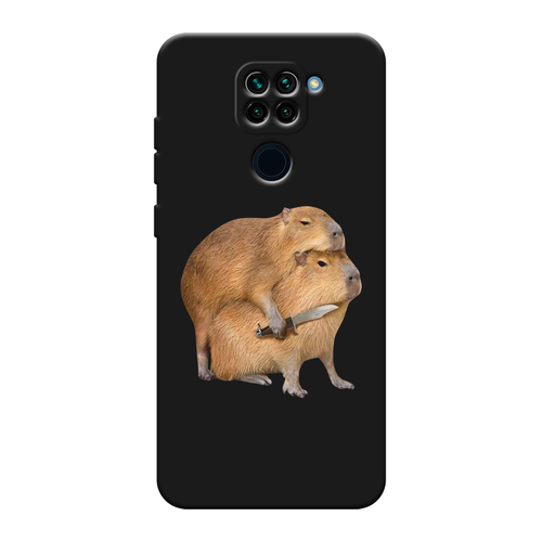Матовый силиконовый чехол Капибара с ножом на Xiaomi Redmi 10X / Сяоми Редми 10X