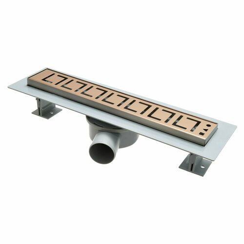 Трап для душа линейный (лоток) SAY OPTIMA BLOK с горизонтальным выпуском 400мм, с решеткой из нержавеющей стали, с сухим затвором, цвет бронза