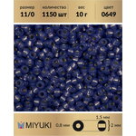 Бисер Miyuki, размер 11/0, цвет: Внутреннее серебрение фиолетовый алебастр, 10 грамм - изображение