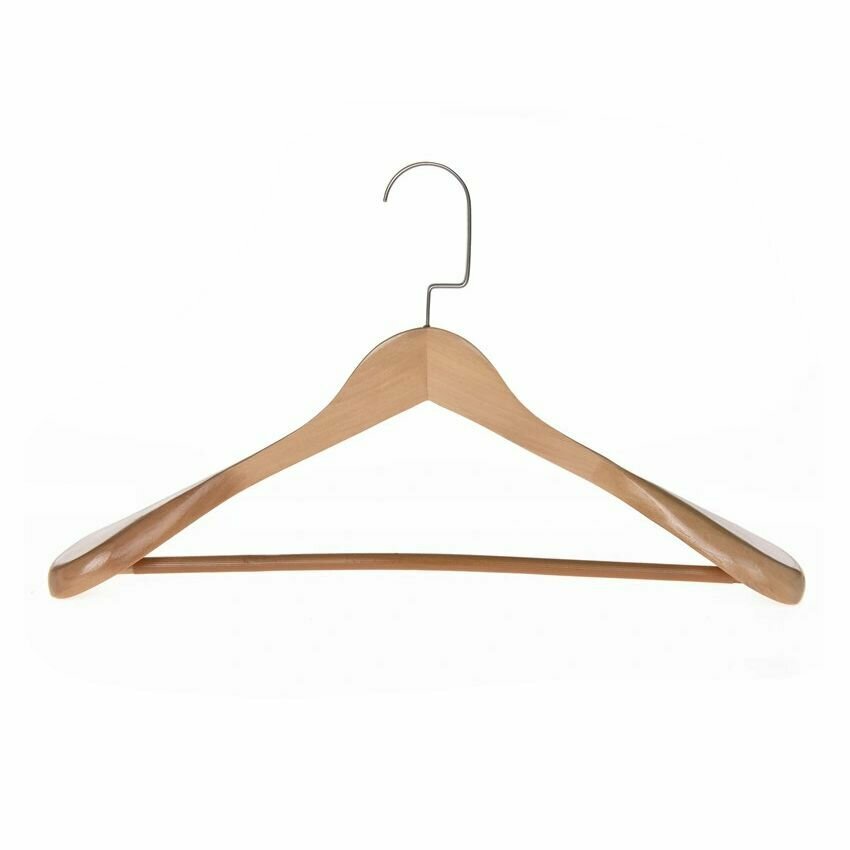 фото Вешалка Winsun деревянная с широкими плечиками и перекладиной для брюк 44,5*1,2*5,5 см