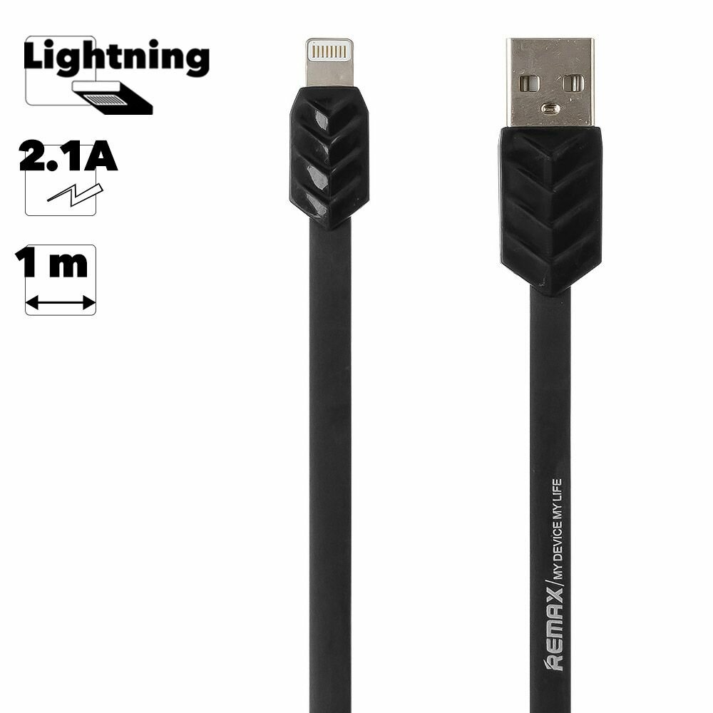 USB Дата-кабель Remax Fishbone для смартфона Apple Lightning 8-pin 1 метр черный