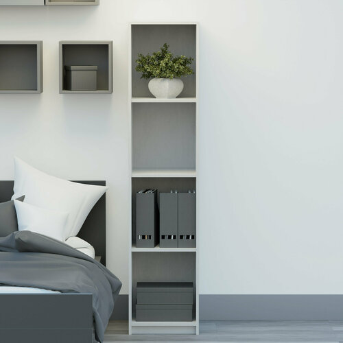 Стелаж с полками белого цвета для зала, спальни, коридора (Ширина 39,5 см, Высота 183 см Глубина 37.5 см)