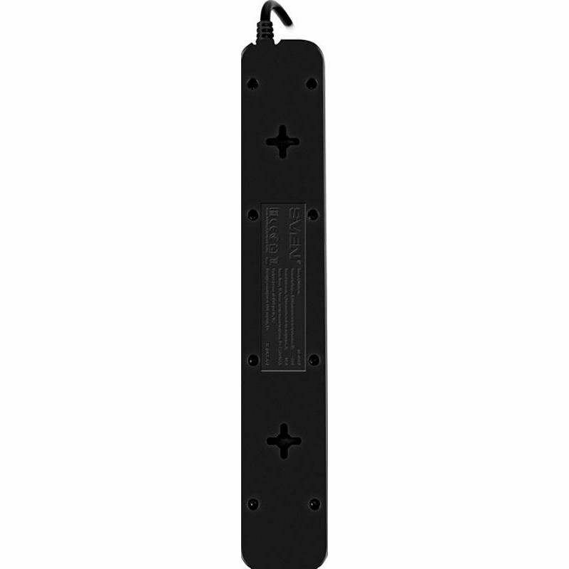 Фильтр SVEN SF-05LU 1,8 м (5 евро розеток,2*USB(2,4А)) черный, цветная коробка Sven SF-05LU (SV-018832) - фото №16