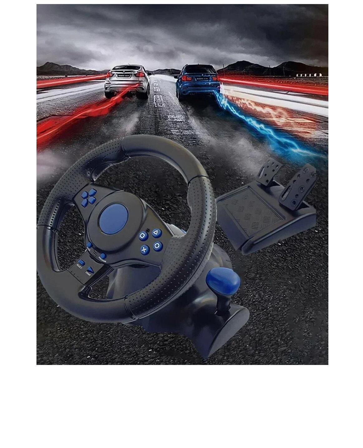 Игровой руль GT-V 7 для компьютера  ПК Xbox 360 Xbox One PS4 PS3 Android / Гоночный симулятор вождения с педалями и рулём