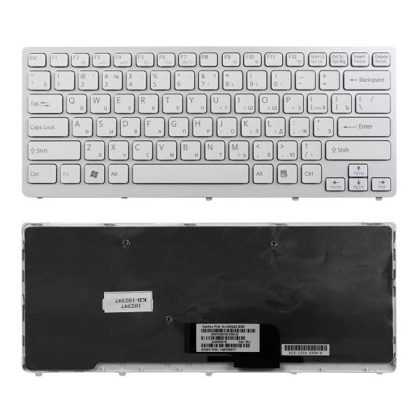 Клавиатура для ноутбука Sony Vaio VPC-CW, VGN-CW, VGNCW Series. Плоский Enter. Белая. С белой рамкой PN: 148755771, NSK-S7A0R, 9J. N0Q82. A0R, 55010292E-035-G,