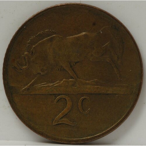Бронзовая монета 2 цента 1977 года