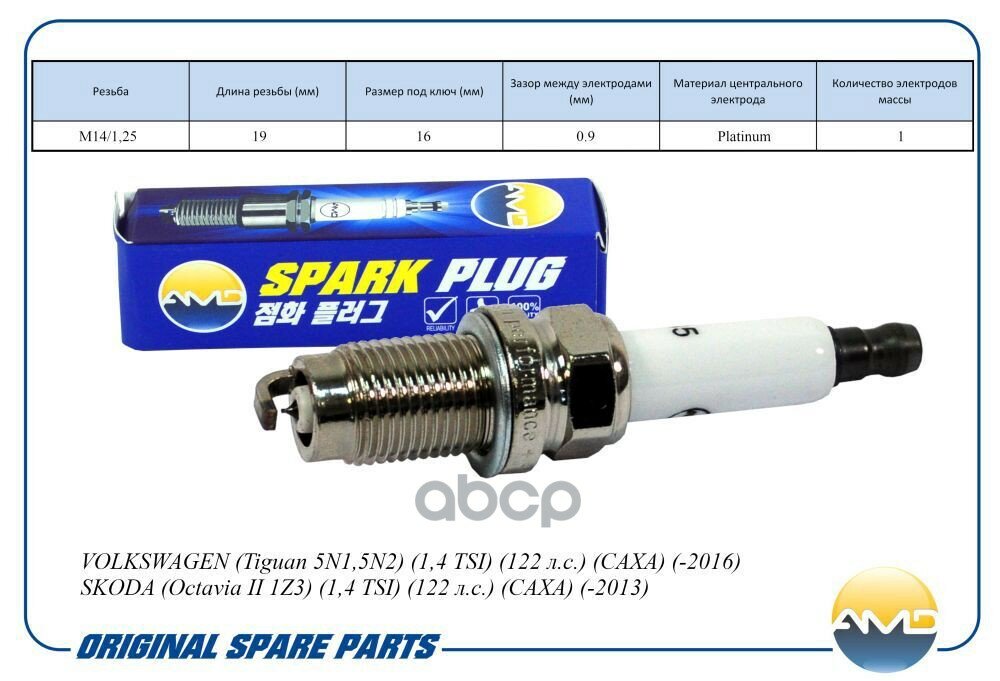 Свеча Зажигания 101905626/Pzfr6r Volkswagen (Tiguan 5N1,5N2) (1,4 Tsi) (122 Л. с.) (Caxa) (-2016) Skoda (Octavia Ii 1Z3) (1,4 .