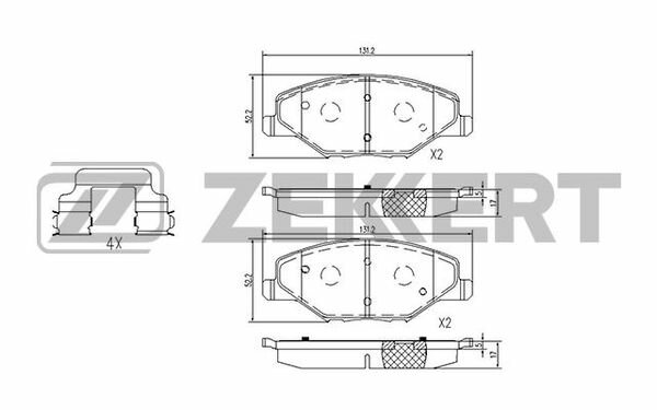 Колодки тормозные VAG Polo Sedan RUS 10-; Skoda Fabia 07-, Rapid 15- (1ZE) передние Zekkert