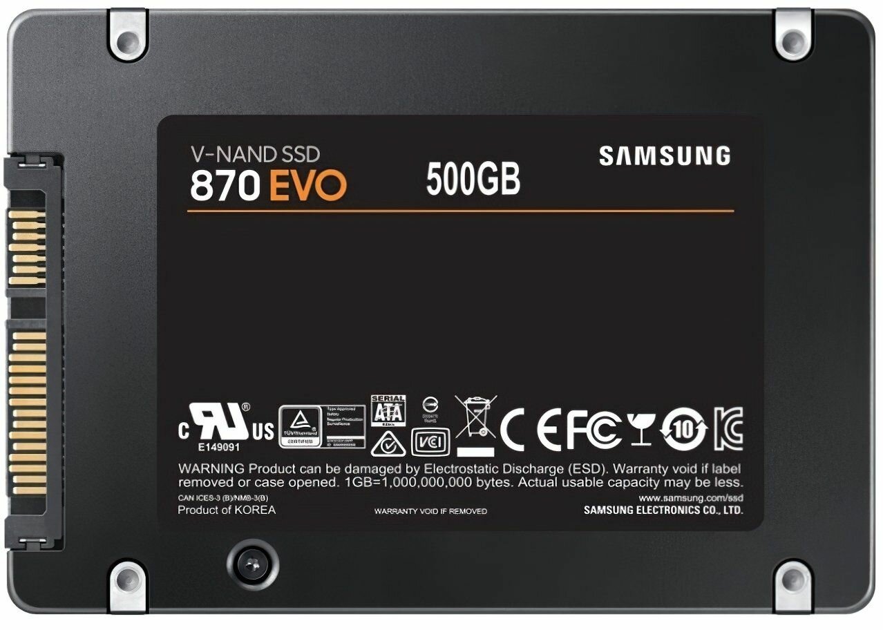 Внутренний SSD диск SAMSUNG 870 EVO 500GB, SATA3, 2.5" (MZ-77E500BW)