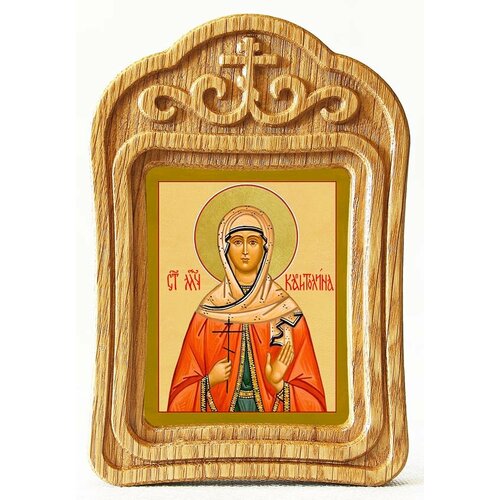 Мученица Капитолина Каппадокийская, икона в резной деревянной рамке
