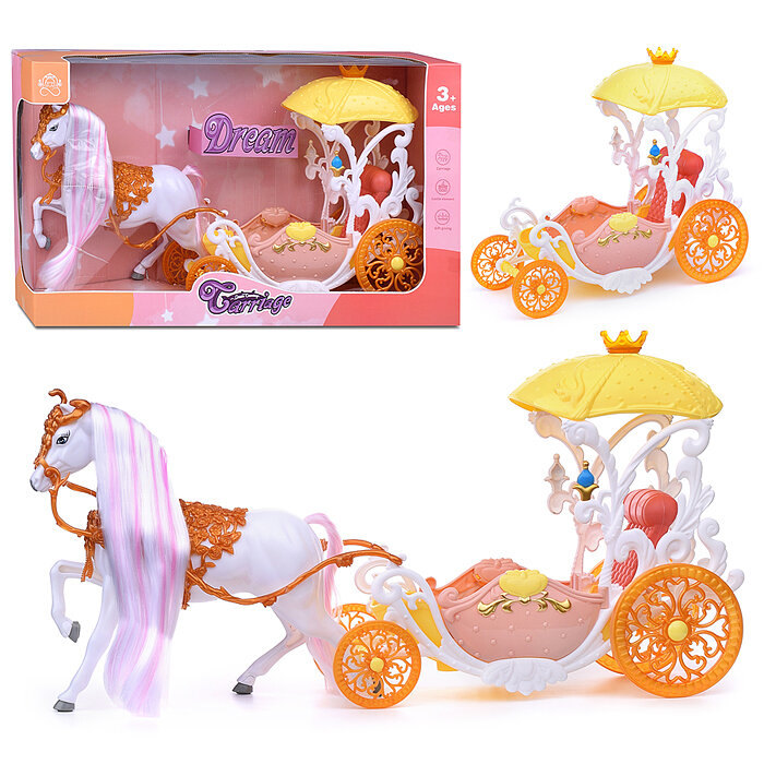 Карета 390B "Розовое настроение" с лошадкой в коробке
