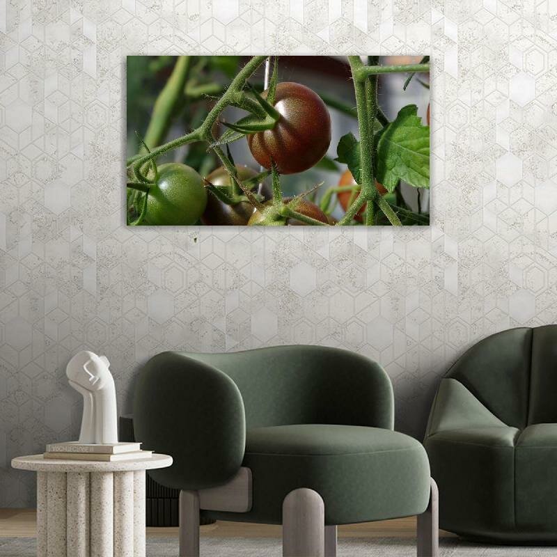 Картина на холсте 60x110 LinxOne "Еда Овощи Томаты Ветка" интерьерная для дома / на стену / на кухню / с подрамником