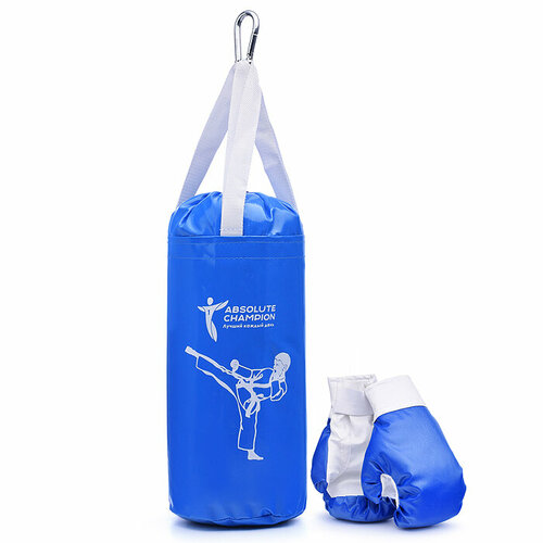 фото Набор детский игровой "я-чемпион" 4кг синий (перчатки, груша) absolute champion