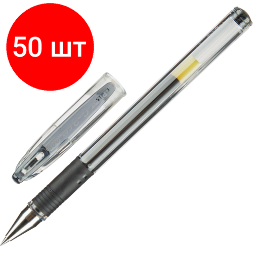 Комплект 50 штук, Ручка гелевая неавтомат. PILOT BLN-G3-38 рез. манжет. черн0.2мм