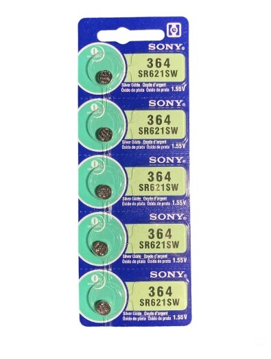 Батарейка для часов Sony 364/SR621SW,5шт