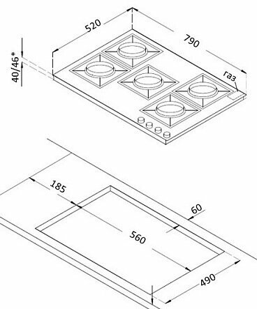 Встраиваемая газовая панель Korting - фото №7