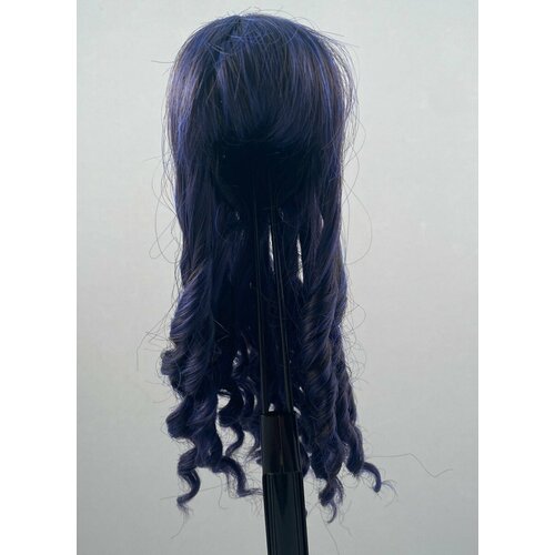 Парик для БЖД кукол DollGa Wig W117 (с длинными локонами, синий, размер 6-6,5 дюймов/15-16,5 см) синий парик с локонами