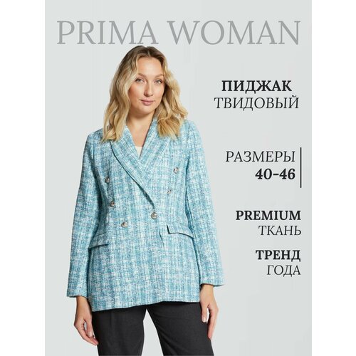 Пиджак Prima Woman, размер XS, голубой пиджак prima woman размер m коричневый