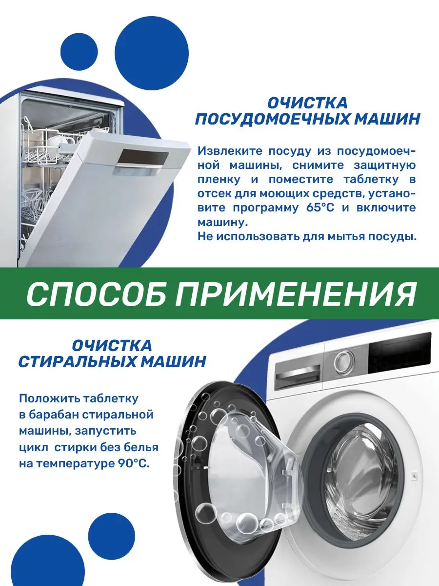 Очиститель для посудомоечных и стиральных машин Clean&Fresh 15 шт. / Таблетки для очистки посудомоечных машин