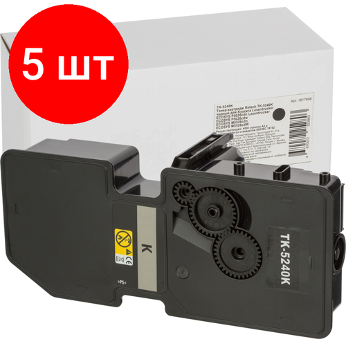 Комплект 5 штук, Тонер-картридж Retech TK-5240K чер. для Kyocera ECOSYS M5526 комплект 5 штук тонер картридж retech tk 5240c гол для kyocera ecosys m5526