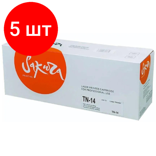 Комплект 5 штук, Тонер -картридж SAKURA TN-14 чер. для HL-L2371DN/DCP-L2551DN sakura тонер картридж совместимый сакура sakura sa106r02742 черный 3k