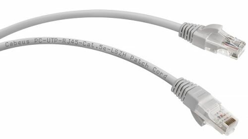 Кабель патч-корд U/UTP 5e кат. 10м. Cabeus PC-UTP-RJ45-Cat.5e-10m-LSZH неэкранированный серый